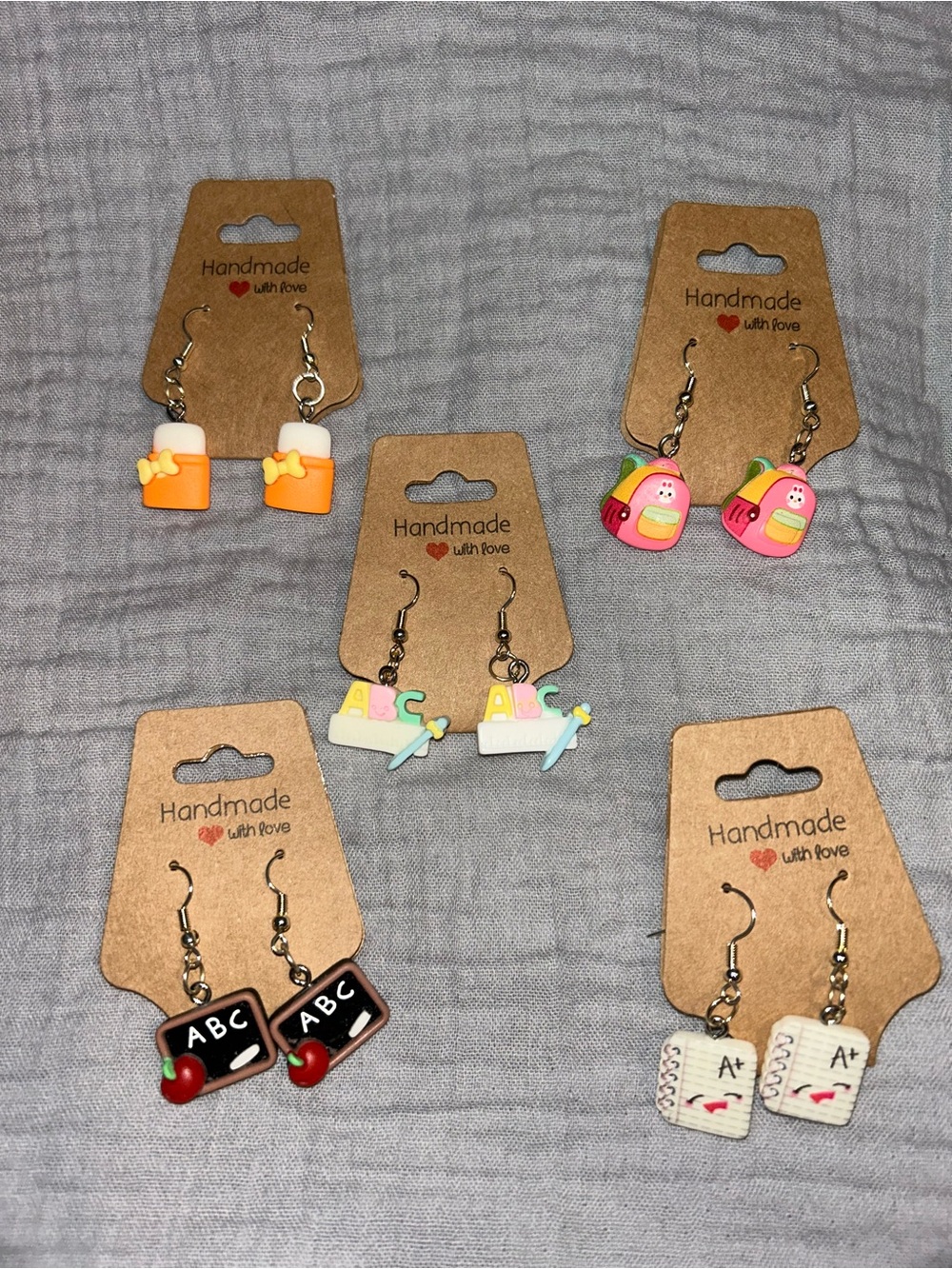 Handmade school theme earrings